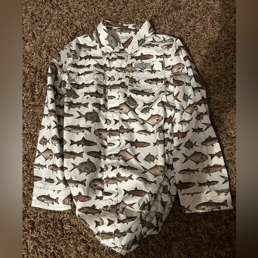 Kids Fish Print Button Down Shirt